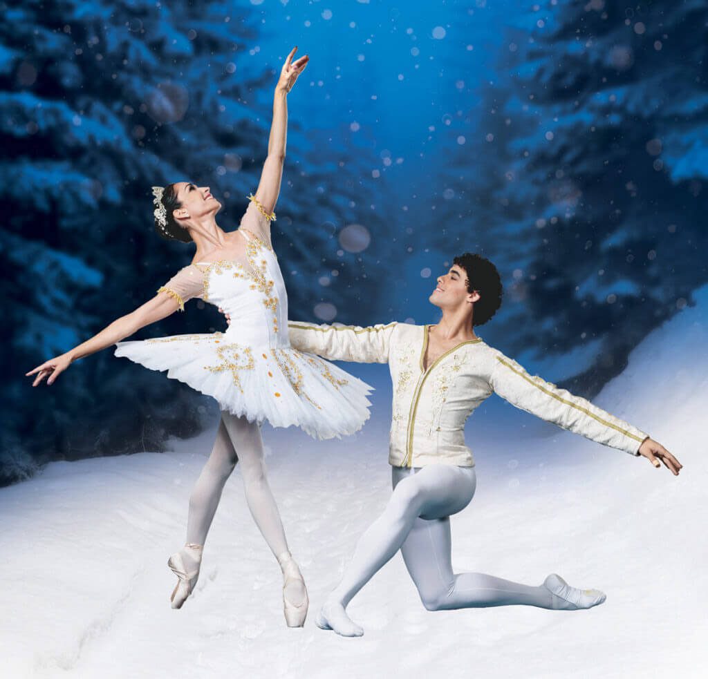 Dancers with winter background